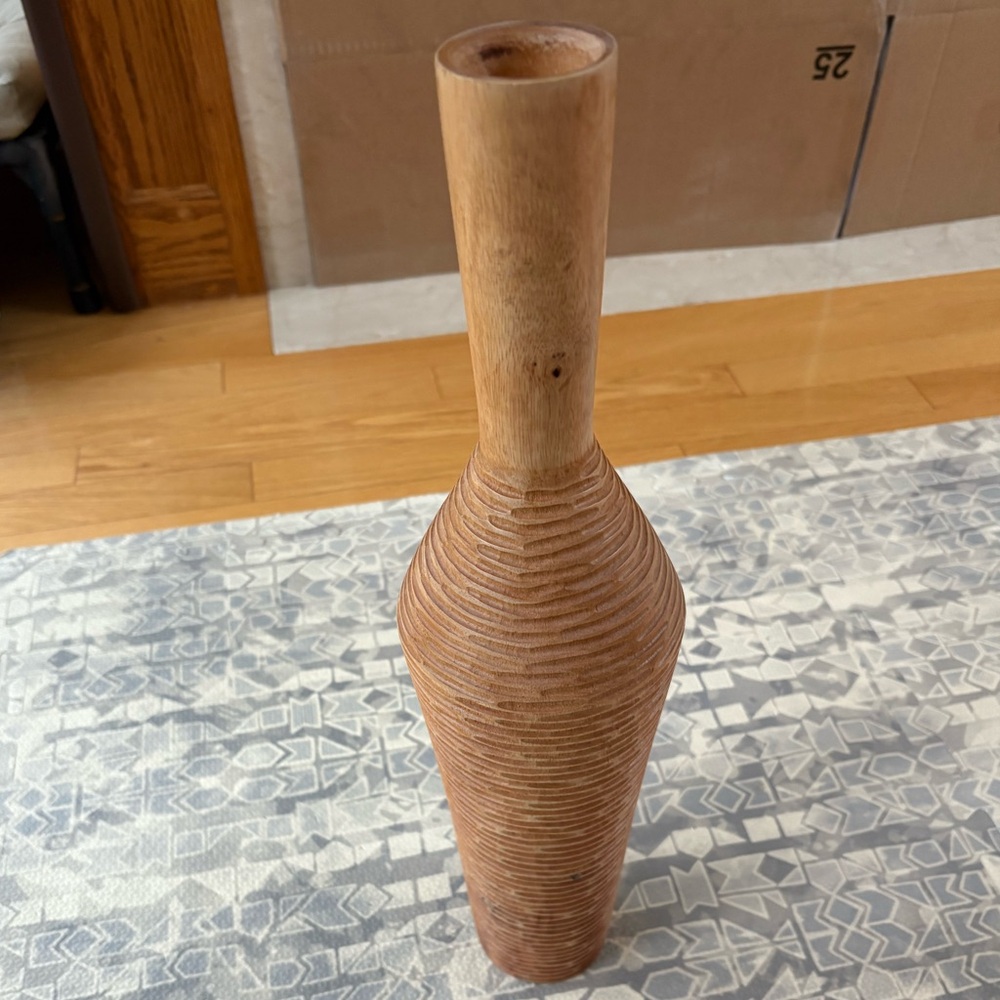 Organic Mid century modern Wooden Vase